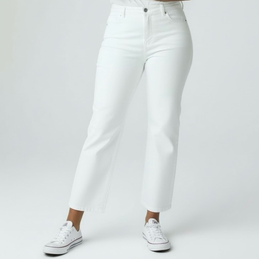 Talbots White Straight Leg Crop Jeans Plus sz 16W Stretch Denim Slimming Panel